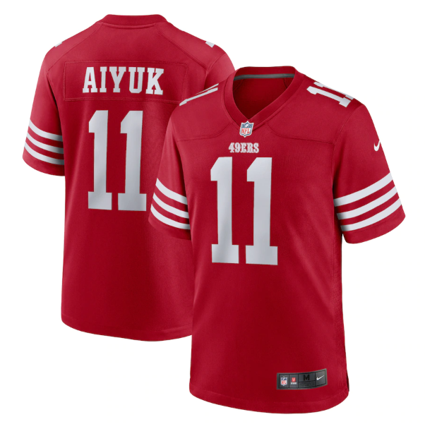 Men's San Francisco 49ers #11 Brandon Aiyuk 2022 New Scarlet Stitched Game Jersey